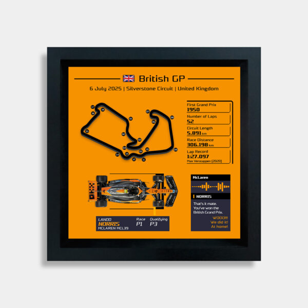 F1 2025 British GP Lando Norris Home Race Win 3D Track Frame