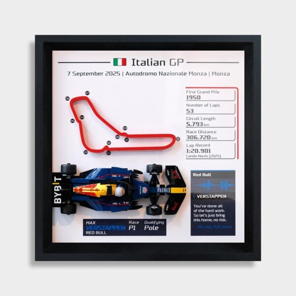 Customize F1 Team Radio 3D Track Display Frame for LEGO – TR 2025 Italian GP - Max Verstappen