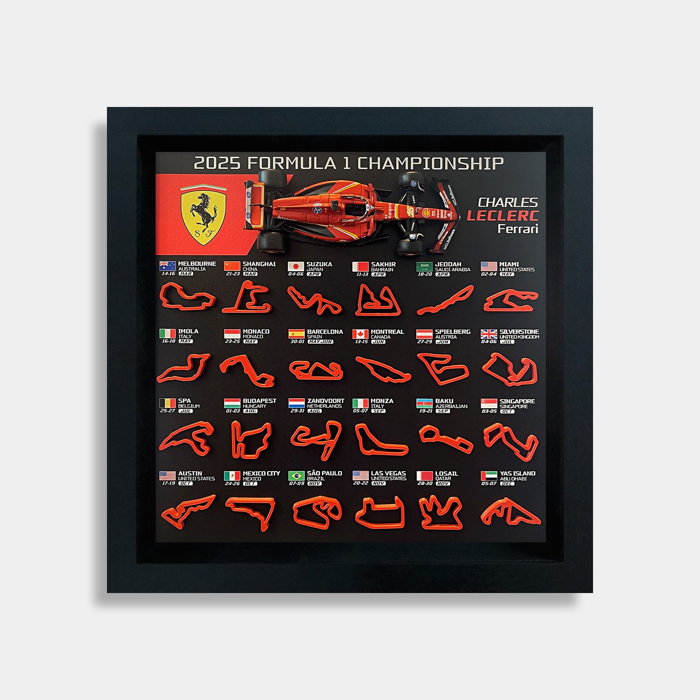 WCS BK 25 LEC RDT | MRO Studio - Racetrack F1 3D Frame | F1 Gift | F1 Decor