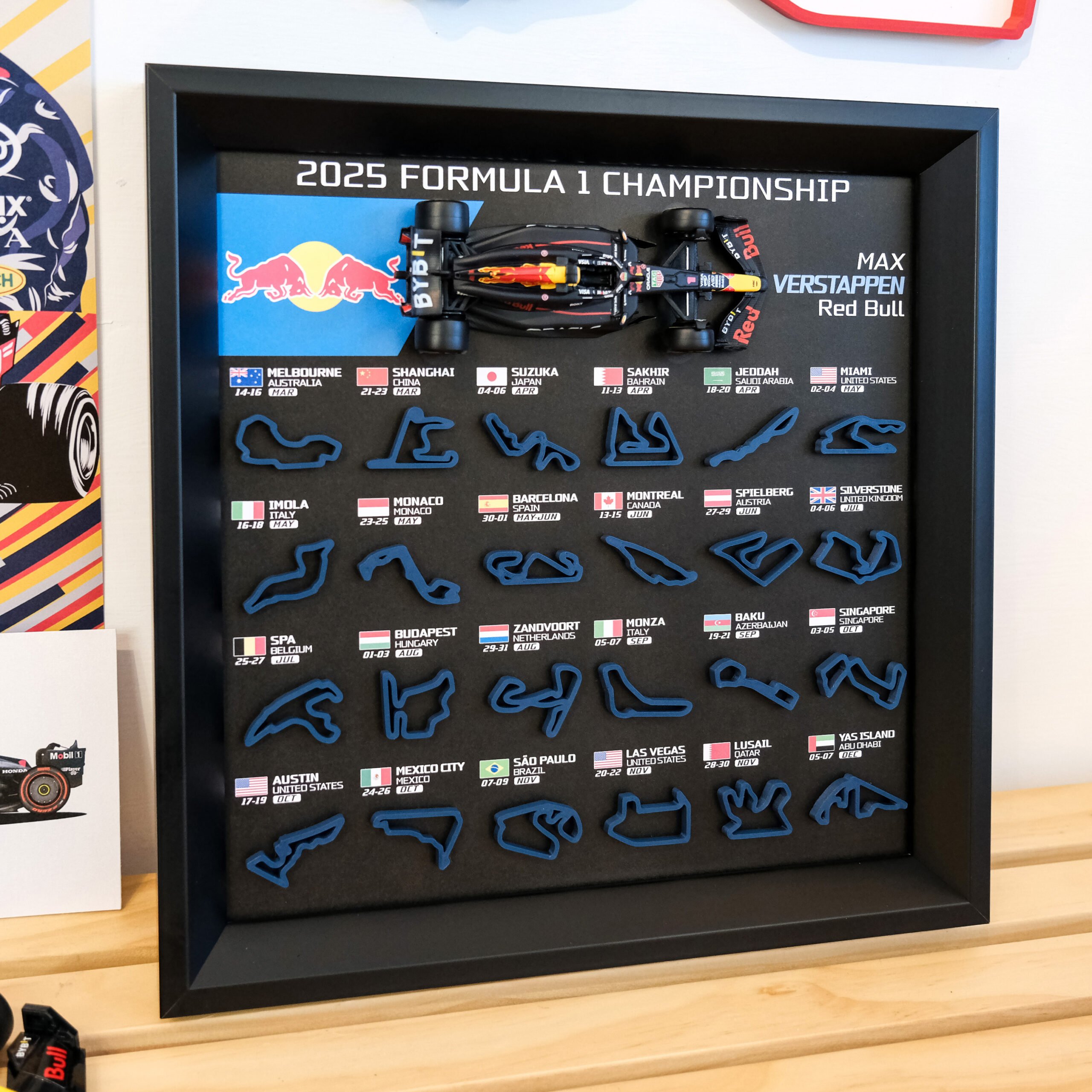 F1 Calendar Track Frame - Red Bull Racing Max Verstappen 2025
